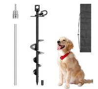 tinnmao Heavy Duty Dog Tie Out Stake 15.7 Inch, 360° Swivel Metal Spiral Anchor for Yard Suitable for Large Dogs Up to 150 Lbs-for Outdoor Camping