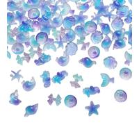 Tinoaly 100pcs Ocean Nail Charms, Resin 3D Beach Shell Starfish Nail Charms Luminescent Design DIY Jewelry Making Summer Ocean Series Decorations for Art Craftsmanship