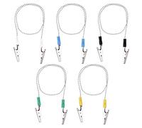 Tinoaly 10pcs Dental Bib Holder Clips, 48cm/18.89in Bib Holders with Napkin Chain Neck Chains Lanyard with Alligator Clips for Restaurant Dental Clinics Dentists Face Cover Kitchen Supplies(5 Colors)