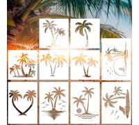 Tinoaly 10pcs Palm Tree Stencil for Painting, 2 Sizes Reusable Summer Beach Stencils Tree Templates for Painting on Walls Canvas Furniture DIY Crafts