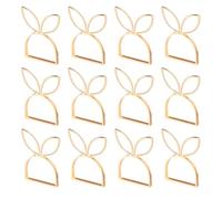 Tinoaly 12pcs Easter Bunny Napkin Rings, Gold Bunny Ear Napkin Holder Cute Rabbit Spring Serviette Ring for Table Decor Easter Parties Weddings & Festive Dining Settings