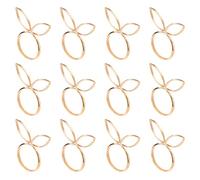Tinoaly 12pcs Easter Bunny Napkin Rings, Gold Rabbit Ear Easter Napkin Holder Cute Serviette Buckles Spring Dinner Table Decoration for Party Wedding Banquet Setting