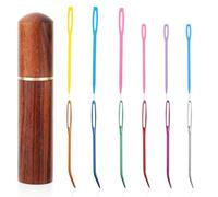 Tinoaly 12pcs Large Eye Sewing Needles, Aluminium & Plastic, Multicolor, Sharp Point, Knitting, Embroidery, Cross-stitching, Tapestry