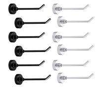 Tinoaly 12pcs Large Magnetic Hooks Heavy Duty, 2.8 Inch Long Magnet Hangers for Cruise Ship Cabin, Coat Robe Wall Hooks for Hanging, Home Kitchen Refrigerator Garage Supplies (Silver, Black)