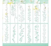 Tinoaly 12pcs Leaf Vine Stencils, 12x4.53in Floral Branch Stencil Reusable Decorative DIY Crafts Drawing Templates for Painting on Wood Canvas Furniture Wall