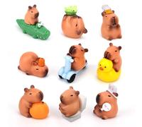 Tinoaly 12pcs Mini Resin Capybara, Tiny Small Animals Ornaments Miniature Figure Toys Garden Accessories Little Gifts for Dollhouse Cake Toppers Car Dashboard & Fairy Garden Stuff Decorations