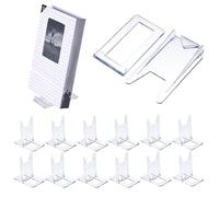 Tinoaly 12pcs Plastic Transparent Book Stand for Display, Clear Adjustable Book Display Holder Easel Collector Stand Collector Holder for Magazine CD Album Postcard Artwork