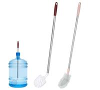 Tinoaly 2 Pcs Water Bottle Brush with Long Handle, 1 Red Round & 1 Pink Flat Extra Long Bucket Cleaner Brush for Cleaning Water Bottles Gallon Jugs & Hard-to-Reach Containers