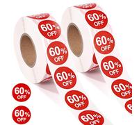 Tinoaly 2 Rolls Discount Stickers, 1in Round Promotion Labels Self Adhesive Price Markers Signs Sales Reduced Tags for Retail Stores Supermarkets Shops Garage (Red)