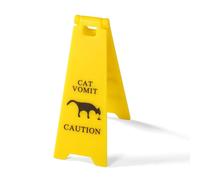 Tinoaly 2025 New Cat Vomit Sign, 3.94x1.57in Funny Small Plastic Caution Sign, Novelty Gag Gift, Yellow