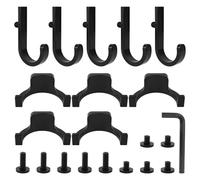 Tinoaly 21pcs Shed Storage Hook, Black J/U-Shaped Hooks with Screw Wrench Shed Tool Accessories Hanging Storage Rack Parts Compatible for Suncast and Craftsman