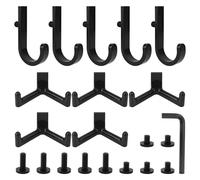 Tinoaly 21pcs Tool Storage Hooks, Black Shed Tool Accessories Plastic J/Y Hooks with Screw Wrench Hanging Storage Rack Parts Compatible for Suncast and Craftsman