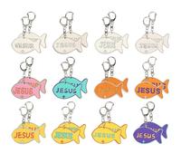 Tinoaly 24pcs DIY Jesus Fish Keychains, Wooden Keyring Christian Faith Key Chain for Kids Crafts Colorful Key Rings for Sunday School Activities Bible School Supplies Party Favors & Religious Gifts