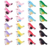 Tinoaly 24pcs Mini Resin Birds, Colorful Miniature Birds Figurines Decorative Tiny Animal Statues for Dollhouse Garden Decor Landscape DIY Crafts Cake Topper Potted Plant