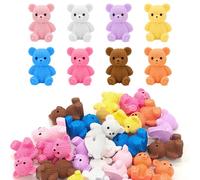Tinoaly 24pcs Mini Resin Teddy Bear Figurines, 8 Colors Miniature Resin Bears Cute Tiny Animal-Shaped Decoration Accessories for Toy House Fairy Garden DIY Craft