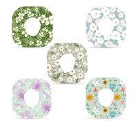 Tinoaly 25pcs Adhesive Patches for Dexcom G7, Spring Flowers Print Overpatches CGM Sensor Covers Waterproof Breathable Sensor Patches Stickers Compatible with Dexcom G7 (5 Styles)