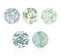 Tinoaly 25pcs Sensor Covers for Libre 2/Libre 3, 5 Styles Blue-Green Flowers Adhesive Patches Sweat Proof Waterproof Adhesive Patches Sensors
