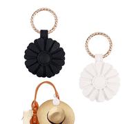 Tinoaly 2pcs Magnetic Hat Clips for Travel, Flower Design Hat Holder Clip Secure No-Slip Cap Clips for Bags Purses Luggage Handbag Accessories Gentle Grip Won't Leave Marks (Black, White)