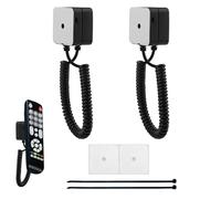 Tinoaly 2pcs Magnetic Remote Control Holder with Spring Coil Cable, Strong Back Adhesive Magnet Remote Wall Mount for TV AC Projector Small Item Anti-Loss Retractable Chain Rope Secure Grip