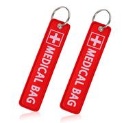 Tinoaly 2pcs Medical Alert Tags for Bags, Double-Sided Medical Equipment Device Luggage ID Tag Durable and Reusable Respiratory Supplies Keychain Label for Backpack Luggage (Red)