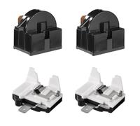 Tinoaly 2pcs QP2-4.7 Starter Relay & 2pcs 6750C-0005P Refrigerator Overload Protector, 1 Pin 4.7 Ohm PTC, Automatic Operation, 2NO 2NC, Black, White