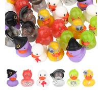 Tinoaly 30pcs Halloween Mini Resin Ducks, 6 Styles Miniature Figurines Grim Reaper Demon Zombie Ghost Imp Witch Halloween Theme Tiny Ducks for Garden Landscape Dollhouse Decorations Party Favors