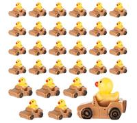 Tinoaly 30pcs Tiny Duck Figurines, Brown & Yellow Resin, Mini Car Ducks Decoration for Home Office Garden