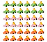 Tinoaly 36pcs Multicolor (Pink, Orange, Green) Resin Miniature Ducks in a Jeep Figurines, Small Animal-Themed Mini Car & Garden Decor (011)