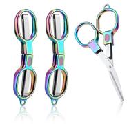 Tinoaly 3pcs Folding Scissors, Stainless Steel Mini Travel Small Portable Pocket Badge Foldable Compact Scissor Cutting Tool for Nurse Accessories Home Office Craft Crochet Sewing Use