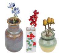 Tinoaly 3pcs Mini Ceramic Vase Magnets for Fridge, Cute Small Plant Magnetic Funny Tiny 3D Flowers Vases Decorations for Home Office Kitchen Refrigerator