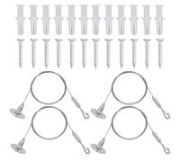 Tinoaly 4pcs Adjustable Hanging Wire Kit, 3.28ft Ceiling Sign Hanger Wire Suspension Cable with Hook for Lights Mirror Painting Photo Billboard Curtain Hanging
