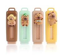 Tinoaly 4pcs Capybara Retractable Erasers, Sliding Retractable Pencil Cute Eraser Office Stationery Potable Capybara Gift Supply for Students School Shop (4 Colors)