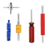 Tinoaly 5 Pcs Tyre Valve Repair Tool Set, Dual & Single Head Valve Core Remover Wrench 4 Way Stem Puller Stem Core Wrench Removal Tool for All Standard Schrader Valves Cars Trucks Motorcycle Tire