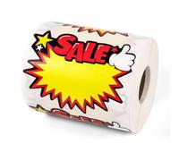 Tinoaly 500pcs Starburst Sign Sale Stickers, 4x3 Inch Waterproof Price Stickers Self-Adhesive Writable Blank Sale Tags for Garage Retail Stores Inventory Organizing