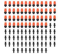 Tinoaly 50pcs Drip Irrigation Spray Emitters, 1/4" Adjustable Atomizing Nozzles Drip Irrigation Spray Emitters Irrigating Sprinkler Head Greenhouse Watering Hose Drippers for Garden Misting System