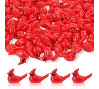 Tinoaly 50pcs Mini Resin Red Cardinal Bird Figurines, Tiny Cardinal Figurine Figure Small Christmas Ornaments Miniature Animals Crafts Gifts for Dollhouse Cake Topper Christmas Decoration Decor