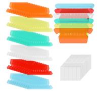 Tinoaly 60pcs Hanging File Folder Tabs, Colored Suspension Transparent Plastic File Folder Labels with Blank Paper Inserts for Office Organization & Quick Document Index Identification Storage