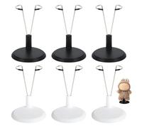 Tinoaly 6pcs Doll Stand, Adjustable Doll Display Stand Figure Holder Toy Display Support Accessories for Home Office Decoration for 4-8 Inch Toy (White & Black)