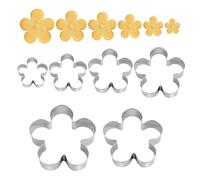 Tinoaly 6pcs Five-Petal Flower Cookie Cutter, 6 Sizes Baking Cookie Mold Set Beautiful Blossom Floral Fondant Making Tool for Kitchen Biscuit Cheese Dessert Scone Pastry