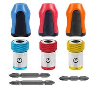 Tinoaly 6pcs Magnetic Screw Rings with 3pcs 50/65/70mm Ph2 Bits, Removable Magnet Screw Driver Magnetizer Ring Holder for 1/4"/6.35mm Hex Screwdriver, Power Drill and Hand Tools (4 Colors)