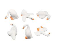 Tinoaly 6pcs Mini Goose Figurines, Tiny Miniature Resin Silly Goose Statue Small Cute Decorations Office Desk Decor for Car Interior Rearview Mirror Ornaments Accessories