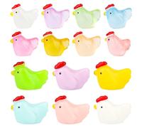 Tinoaly 70pcs Small Mini Resin Chickens, 30 Classic and 40 Luminous Glow in the Dark Chickens Tiny Miniature Animals for DIY Dollhouse Micro Landscape Garden Party & Home Decor