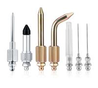 Tinoaly 7pcs Grease Gun Accessory Kit, Include 3 Grease Nozzle, 1 Needle Dispenser, Rubber Joint Fitting, Bent and Straight Nipple for Small Narrow Space Deep Hole