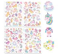 Tinoaly 8 Sheets Unicorn Stickers, Cute Waterproof Stickers Cartoon Decals Magic Unicorn Decorations for Birthday Party Favors Scrapbooks Envelopes Gift Wrapping Invitations