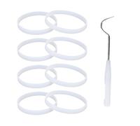 Tinoaly 8pcs Rubber Blender Sealing Ring Gaskets with 1 Removal Hook, Silicone White o-Ring Replacement Parts for Ninja Auto-iQ Pro Extractor CT680 BL456-30 BL480 BL681A BL682 BL640