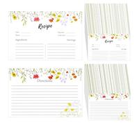 Tinoaly 90pcs Double-Sided Recipe Cards, 4x6 Inches Blank Recipe Cards Wildflower Design Perfect for Recording Dishes Designing Menus and Kitchen Journal