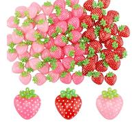 Tinoaly 90pcs Mini Resin Strawberry, Flat Back Strawberry Nail Charms for Crafts Cute Fruit Beads Embellishments Phone Case Decor for DIY Jewelry Making Scrapbooking Ornaments