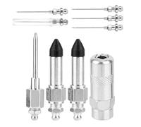 Tinoaly 9pcs Grease Gun Needle Nozzle Kit, Detachable Grease Gun Needle Dispenser Tip, Nozzle Coupler Adapter Fitting Tool for Injection Narrow Space & Deep Hole Set Accessories