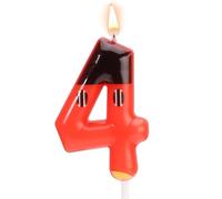 Tinoaly Cartoon Mouse Candle, Number 4, Red, Black, Candle for Birthday Parties