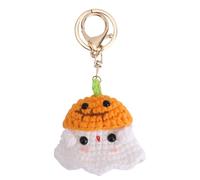 Tinoaly Crochet Specter Keychain, Handmade Halloween Keychain Decoration Cute Creative Pumpkin Hat Ghost Keyring Pendant for Bag and Car Accessory